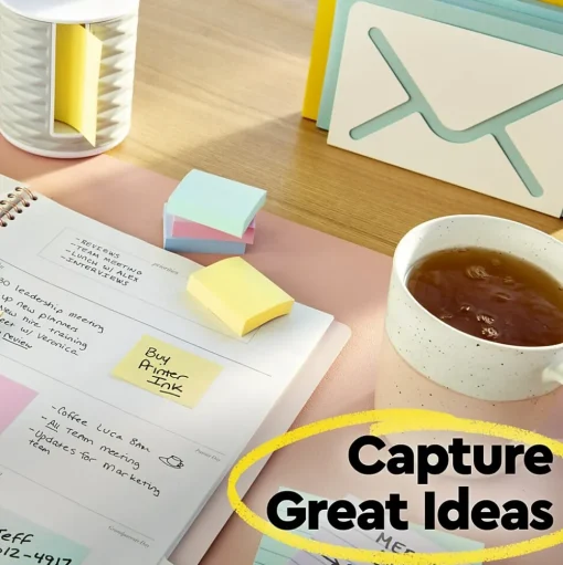 Post-it Sticky Notes<Notes, 3" x 3", Canary Collection, Lined, 100 Sheet/Pad, 6 Pads/Pack (630-6PK)