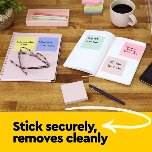 Post-it Sticky Notes<Notes, 3" x 3", Canary Collection, Lined, 100 Sheet/Pad, 6 Pads/Pack (630-6PK)