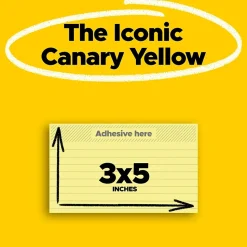 Post-it Sticky Notes<Notes, 3" x 5", Canary Collection, Lined, 100 Sheet/Pad, 12 Pads/Pack (635YW)