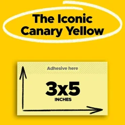 Post-it Sticky Notes<Notes, 3" x 5", Canary Collection, 100 Sheet/Pad, 12 Pads/Pack (655-YW)