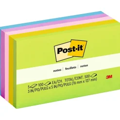Post-it Post-It Notes<Notes, 3" x 5", Collection, 100 Sheet/Pad, 5 Pads/Pack (6555UC)