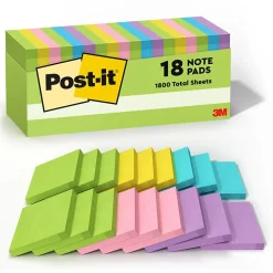 Post-it Post-It Notes<Notes, 3" x 3", Collection, 100 Sheet/Pad, 18 Pads/Pack (654-18BRCP)