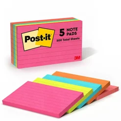 Post-it Post-It Notes<Notes, 3" x 5", Collection, Lined, 100 Sheet/Pad, 5 Pads/Pack (635-5AN)