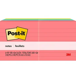 Post-it Post-It Notes<Notes, 3" x 3", Collection, Lined, 100 Sheet/Pad, 6 Pads/Pack (6306AN)