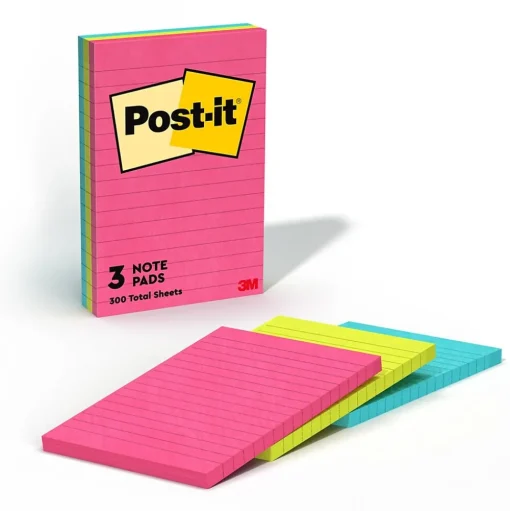 Post-it Post-It Notes<Notes, 4" x 6", Collection, Lined, 100 Sheet/Pad, 3 Pads/Pack (6603AN)