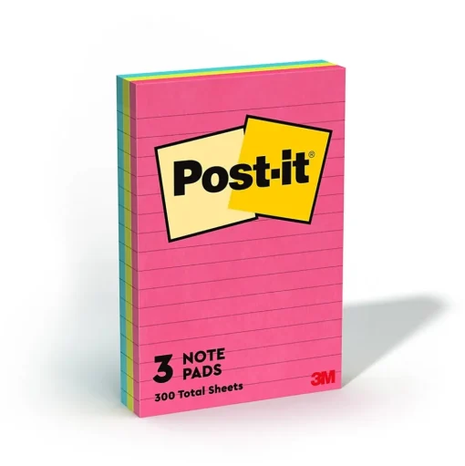 Post-it Post-It Notes<Notes, 4" x 6", Collection, Lined, 100 Sheet/Pad, 3 Pads/Pack (6603AN)