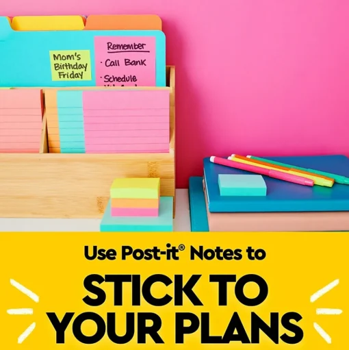 Post-it Post-It Notes<Notes, 3" x 3", Collection, 100 Sheet/Pad, 5 Pads/Pack (6545PK)
