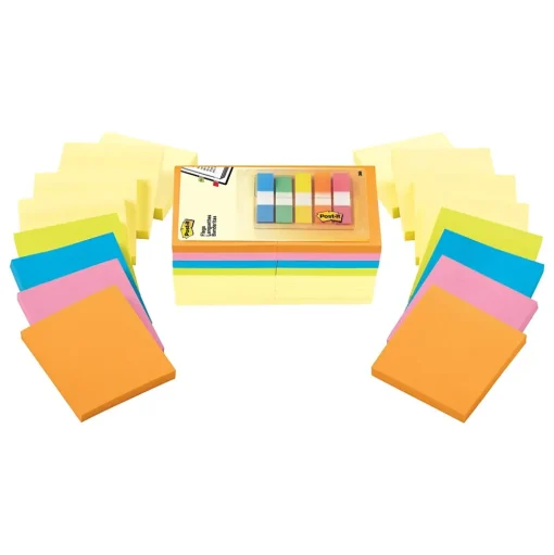 Post-it Post-It Notes<Notes Combo Pack, 3" x 3", Assorted Collection, 90 Sheet/Pad, 16 Pads/Pack (654-16SSCY-B)
