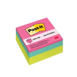 Post-it Post-It Notes<Notes Cube, 3" x 3", Assorted Brights, 400 Sheets/Cube (2027-BRT)