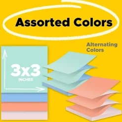 Post-it Sticky Notes<Pop-up Notes, 3" x 3", Beachside Café Collection, 90 Sheet/Pad, 12 Pads/Pack (R330UALT)
