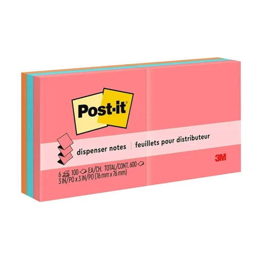 Post-it Post-It Notes<Pop-up Notes, 3" x 3", Collection, 100 Sheet/Pad, 6 Pads/Pack (R330-AN)