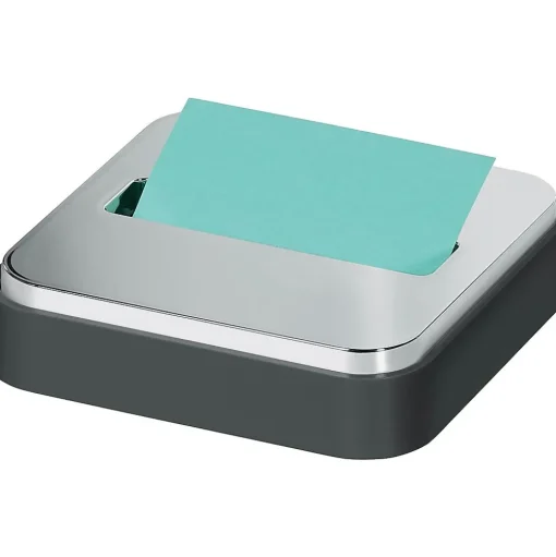 Post-it Pop-Up Dispensers<® Pop-up Notes Dispenser for 3" x 3" notes, Black with Steel Top (STL-330-B)