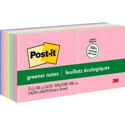Post-it Post-It Notes<Recycled Notes, 3" x 3", Sweet Sprinkles Collection, 100 Sheet/Pad, 12 Pads/Pack (654-RP-A/654-A)