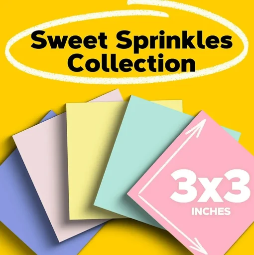 Post-it Post-It Notes<Recycled Notes, 3" x 3", Sweet Sprinkles Collection, 100 Sheet/Pad, 12 Pads/Pack (654-RP-A/654-A)
