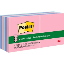 Post-it Post-It Notes<Recycled Pop-up Notes, 3" x 3", Collection, 100 Sheet/Pad, 12 Pads/Pack (R330RP12AP)