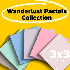 Post-it Post-It Notes<Recycled Super Sticky Notes, 3" x 3", Wanderlust Pastels Collection, 70 Sheet/Pad, 12 Pads/Pack (654R-12SSNRP)