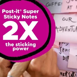 Post-it Post-It Notes<Recycled Super Sticky Notes, 3" x 3", Wanderlust Pastels Collection, 70 Sheet/Pad, 12 Pads/Pack (654R-12SSNRP)
