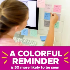 Post-it Post-It Notes<Recycled Super Sticky Notes, 3" x 3", Wanderlust Pastels Collection, 70 Sheet/Pad, 12 Pads/Pack (654R-12SSNRP)
