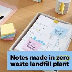 Post-it Post-It Notes<Recycled Super Sticky Notes, 3" x 3", Oasis Collection, 70 Sheet/Pad, 24 Pads/Pack (654R-24SST-CP)