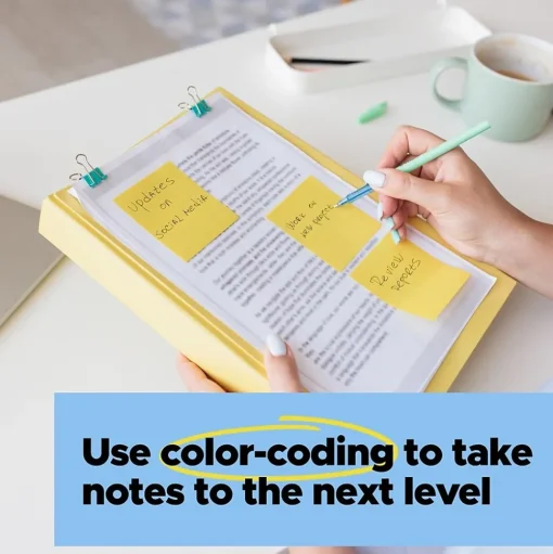 Post-it Post-It Notes<Recycled Super Sticky Notes, 4" x 6", Canary Collection, 45 Sheet/Pad, 4 Pads/Pack (4621R-4SSCY)