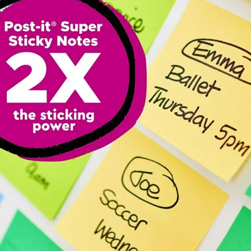 Post-it Post-It Notes<Recycled Super Sticky Notes, 4" x 6", Canary Collection, 45 Sheet/Pad, 4 Pads/Pack (4621R-4SSCY)