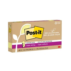 Post-it Post-It Notes<Recycled Super Sticky Pop-up Notes, 3" x 3", Canary Collection, 70 Sheet/Pad, 6 Pads/Pack (R330R-6SSCY)