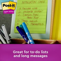 Post-it Post-It Notes<Recycled Super Sticky Notes, 4" x 4", Bora Bora Collection, Lined, 90 Sheet/Pad, 4 Pads/Pack (675-4SST)