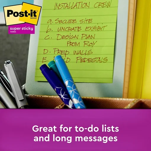 Post-it Post-It Notes<Recycled Super Sticky Notes, 4" x 4", Bora Bora Collection, Lined, 90 Sheet/Pad, 4 Pads/Pack (675-4SST)