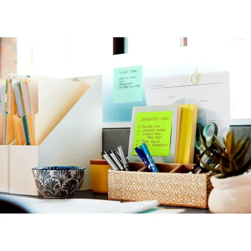 Post-it Post-It Notes<Recycled Super Sticky Notes, 4" x 4", Bora Bora Collection, Lined, 90 Sheet/Pad, 4 Pads/Pack (675-4SST)