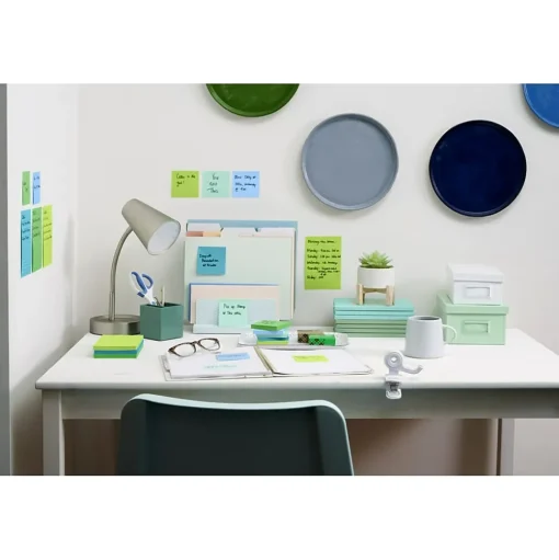 Post-it Post-It Notes<Recycled Super Sticky Notes, 3" x 3", Oasis Collection, 90 Sheet/Pad, 12 Pads/Pack (65412SST)