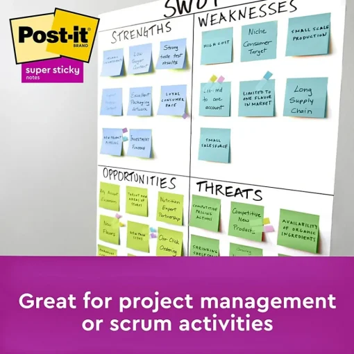 Post-it Post-It Notes<Recycled Super Sticky Notes, 3" x 3", Collection, 90 Sheet/Pad, 5 Pads/Pack (654-5SST)