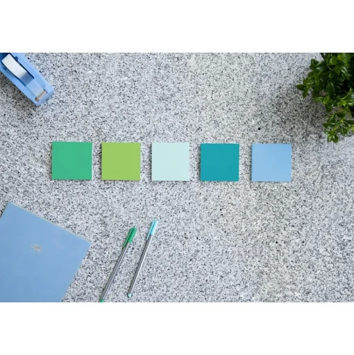 Post-it Post-It Notes<Recycled Super Sticky Notes, 3" x 3", Collection, 90 Sheet/Pad, 5 Pads/Pack (654-5SST)