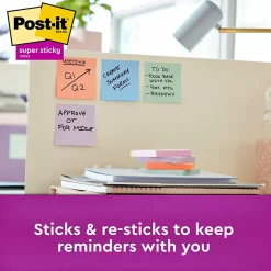Post-it Post-It Notes<Recycled Super Sticky Notes, 3" x 3", Collection, 90 Sheet/Pad, 5 Pads/Pack (654-5SSNRP)