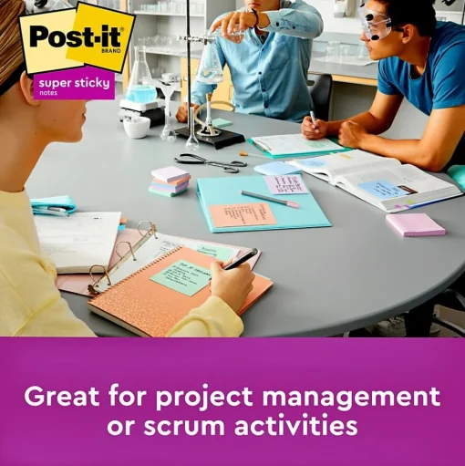 Post-it Post-It Notes<Recycled Super Sticky Notes, 3" x 3", Collection, 90 Sheet/Pad, 5 Pads/Pack (654-5SSNRP)