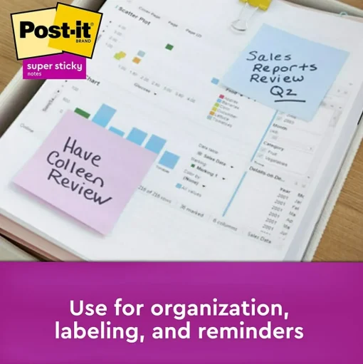 Post-it Post-It Notes<Recycled Super Sticky Notes, 3" x 3", Collection, 90 Sheet/Pad, 5 Pads/Pack (654-5SSNRP)