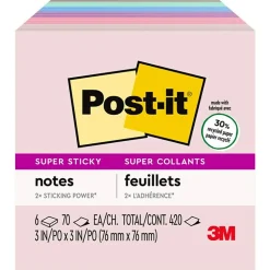 Post-it Post-It Notes<Recycled Super Sticky Notes, 3" x 3", Collection, 90 Sheet/Pad, 5 Pads/Pack (654-5SSNRP)