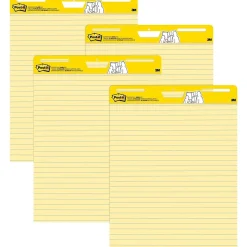 Post-it Easel Paper Pads<Super Sticky Easel Pad, 25" x 30", Lined, 30 Sheets/Pad, 4 Pads/Pack (561VAD4PK)