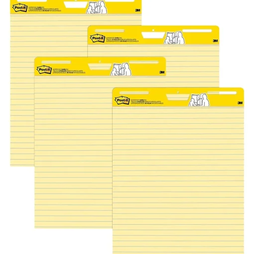 Post-it Easel Paper Pads<Super Sticky Easel Pad, 25" x 30", Lined, 30 Sheets/Pad, 4 Pads/Pack (561VAD4PK)