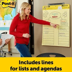 Post-it Easel Paper Pads<Super Sticky Easel Pad, 25" x 30", Lined, 30 Sheets/Pad, 4 Pads/Pack (561VAD4PK)