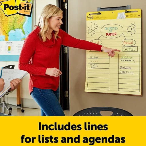 Post-it Easel Paper Pads<Super Sticky Easel Pad, 25" x 30", Lined, 30 Sheets/Pad, 4 Pads/Pack (561VAD4PK)