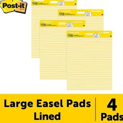 Post-it Easel Paper Pads<Super Sticky Easel Pad, 25" x 30", Lined, 30 Sheets/Pad, 4 Pads/Pack (561VAD4PK)