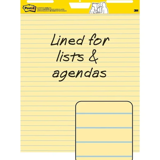 Post-it Easel Paper Pads<Super Sticky Easel Pad, 25" x 30", Lined, 30 Sheets/Pad, 4 Pads/Pack (561VAD4PK)