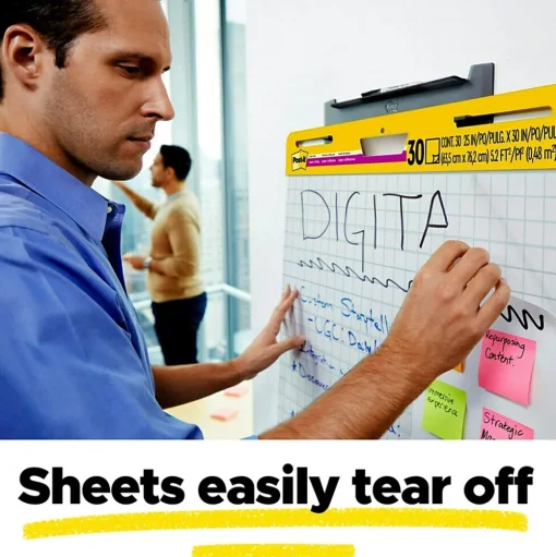 Post-it Easel Paper Pads<® Super Sticky Easel Pad, 25" x 30", White with Grid, 30 Sheets/Pad (560)