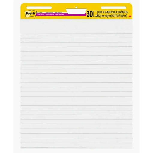 Post-it Easel Paper Pads<Super Sticky Notes, 25" x 30", Assorted Collection, Lined, 30 Sheet/Pad (561WLSS)