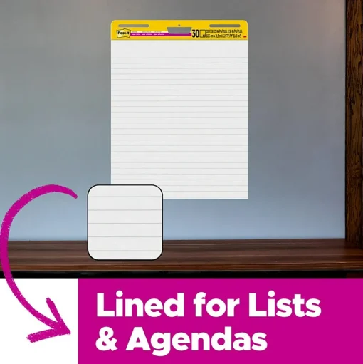 Post-it Easel Paper Pads<Super Sticky Notes, 25" x 30", Assorted Collection, Lined, 30 Sheet/Pad (561WLSS)