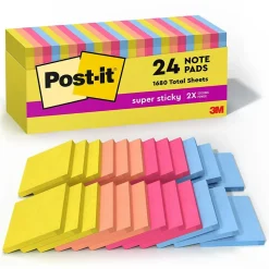 Post-it Post-It Notes<Super Sticky Notes, 3" x 3", Collection, 70 Sheet/Pad, 24 Pads/Pack (654-24SSJOY-CP)