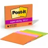 Post-it Post-It Notes<Super Sticky Notes, 8" x 6", Energy Boost Collection, Lined, 45 Sheet/Pad, 4 Pads/Pack (6845-SSPL)
