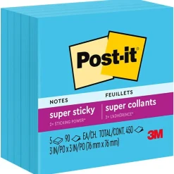 Post-it Post-It Notes<Super Sticky Notes, 3" x 3", Blue Paradise, 90 Sheet/Pad, 5 Pads/Pack (654-5SSBE)