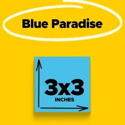 Post-it Post-It Notes<Super Sticky Notes, 3" x 3", Blue Paradise, 90 Sheet/Pad, 5 Pads/Pack (654-5SSBE)
