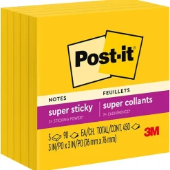 Post-it Post-It Notes<Super Sticky Notes, 3" x 3", , 90 Sheet/Pad, 5 Pads/Pack (6545SSY)